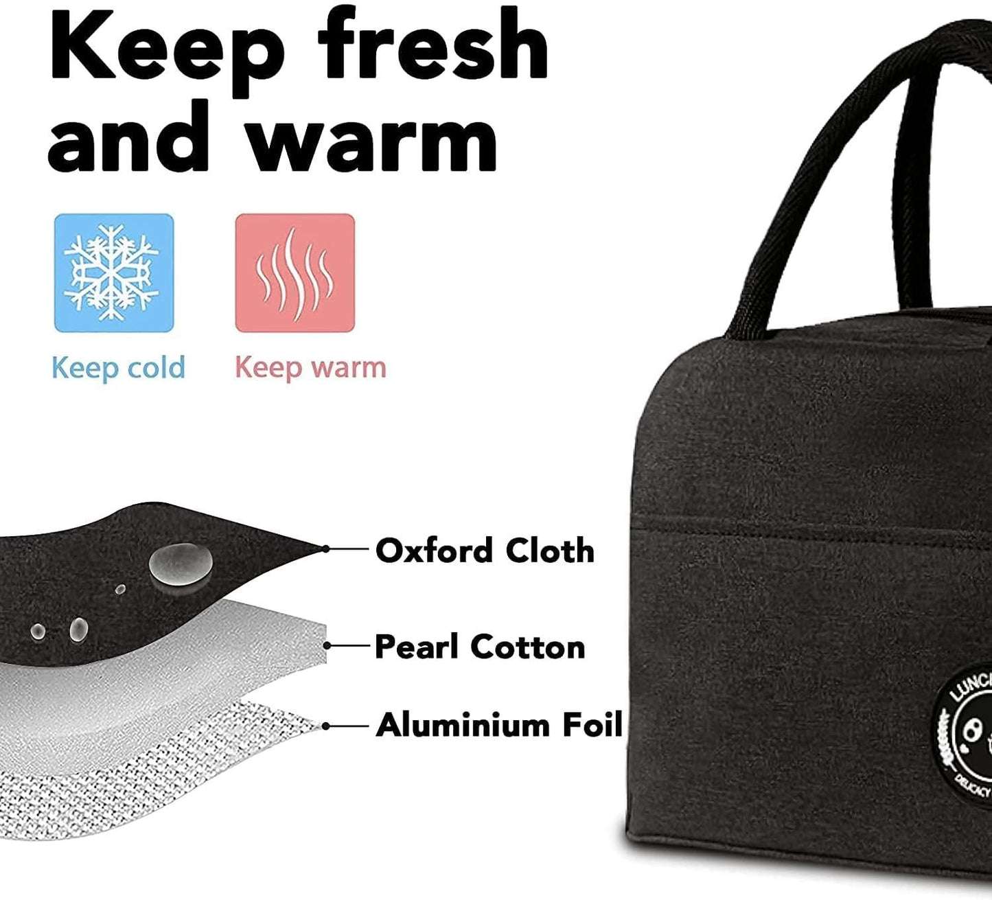 🥪 Insulated Portable & Reusable Lunch Bag – Travel-Friendly & Leak-Proof (Black)