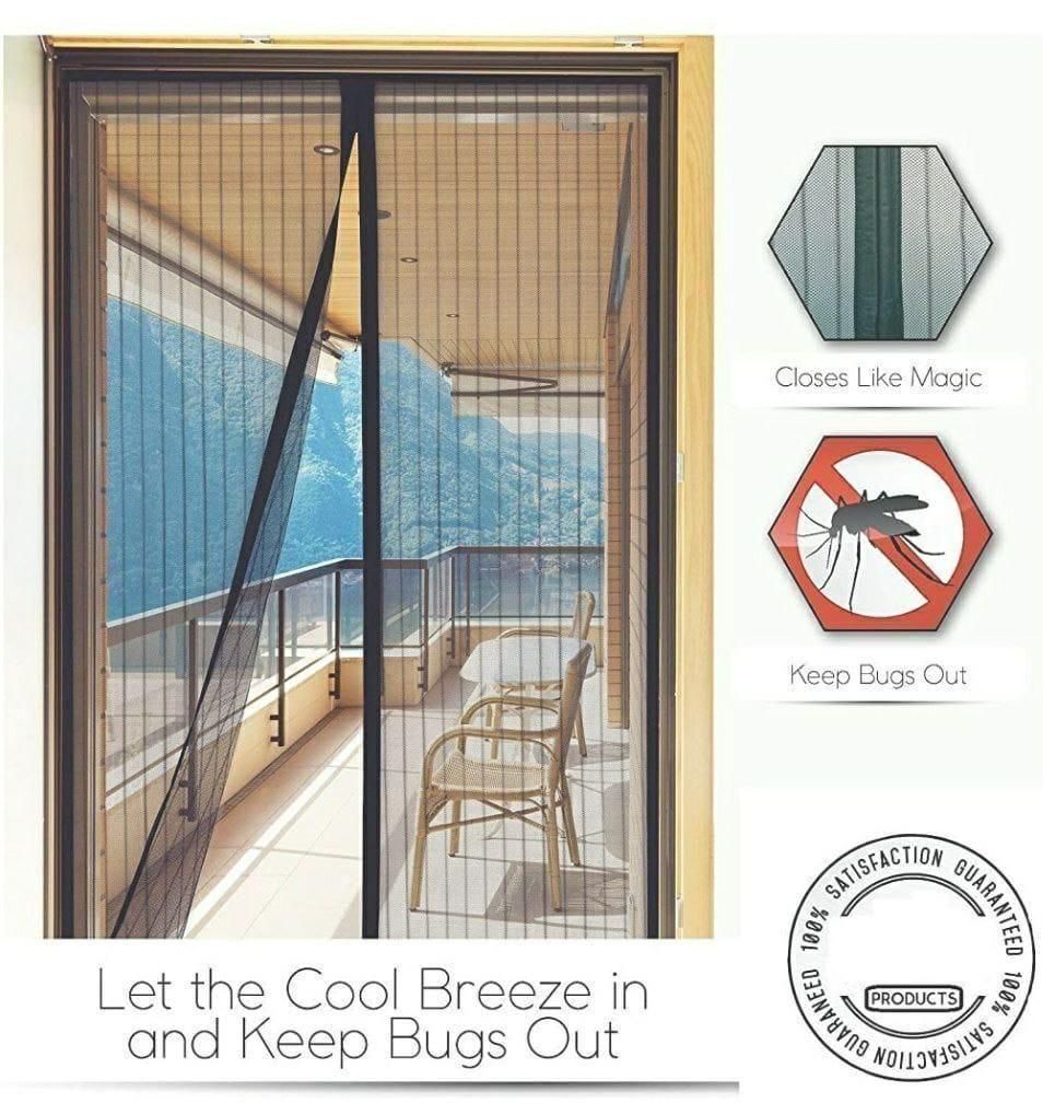 Magnetic Mesh Door Curtains – Anti-Mosquito, Foldable, Hands-Free (Pack of 2)