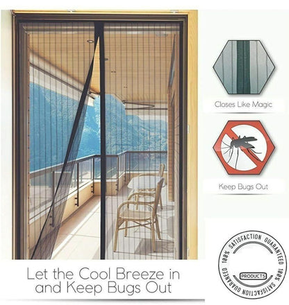 Magnetic Mesh Door Curtains – Anti-Mosquito, Foldable, Hands-Free (Pack of 2)