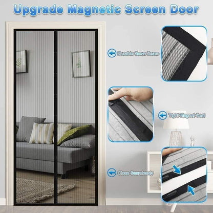 Magnetic Mesh Door Curtains – Anti-Mosquito, Foldable, Hands-Free (Pack of 2)